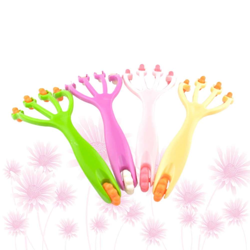 

4pcs Four Claws Rolling Massager Handheld Body Massage Tool Acupuncture Point Stimulator Head Foot Roller Portable Small Travel