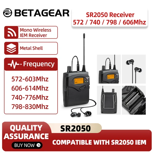 Betagear SR2050 1 unidad receptor Monitor Bodypack con auricular para Monitor intrauditivo sistema inalámbrico escenario profesional