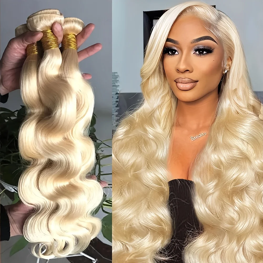 613 Blonde Hair Body Wave Hair Weave  1/3/4/5 Bundles Hair Extensions Brazilian Remy Weave Extensions 10-32inch For Women Can Be Dyed