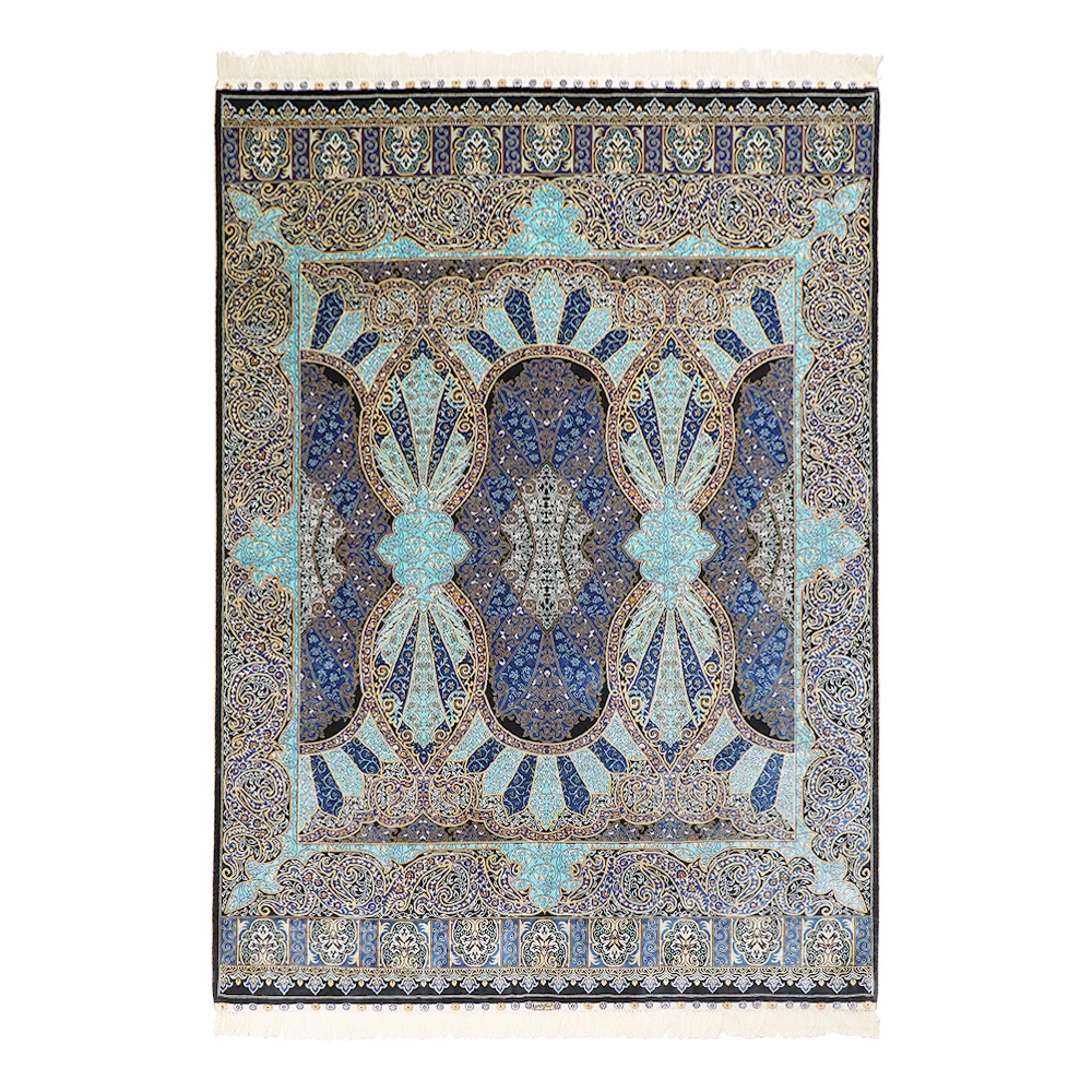 5X7ft Turkish Carpet Silk Classic Design Blue Handmade Silk Carpet Home Antique Turkish Carpet