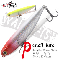 WALK FISH 6g/12g Topwater Pencil Fishing Lure Walk Z-shaped Dog Surface Walker Artificial Saltwater Bass Hard Bait Tackle