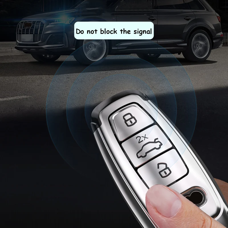 Auto-Fernbedienungsschlüsselhülle für Audi A3 A4 B9 A6 A7 4K A8 E-tron Q5 Q8 C8 D5 SQ8 Wildleder Autoschlüsselanhänger Shell Schlüsselanhänger Schutztasche – Detail 4