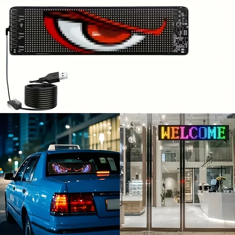 [Programmable LED Screen] 2pcs Programmable LED Screen Devil Eyes Light Application Control and Remote Control Suitable for Stor