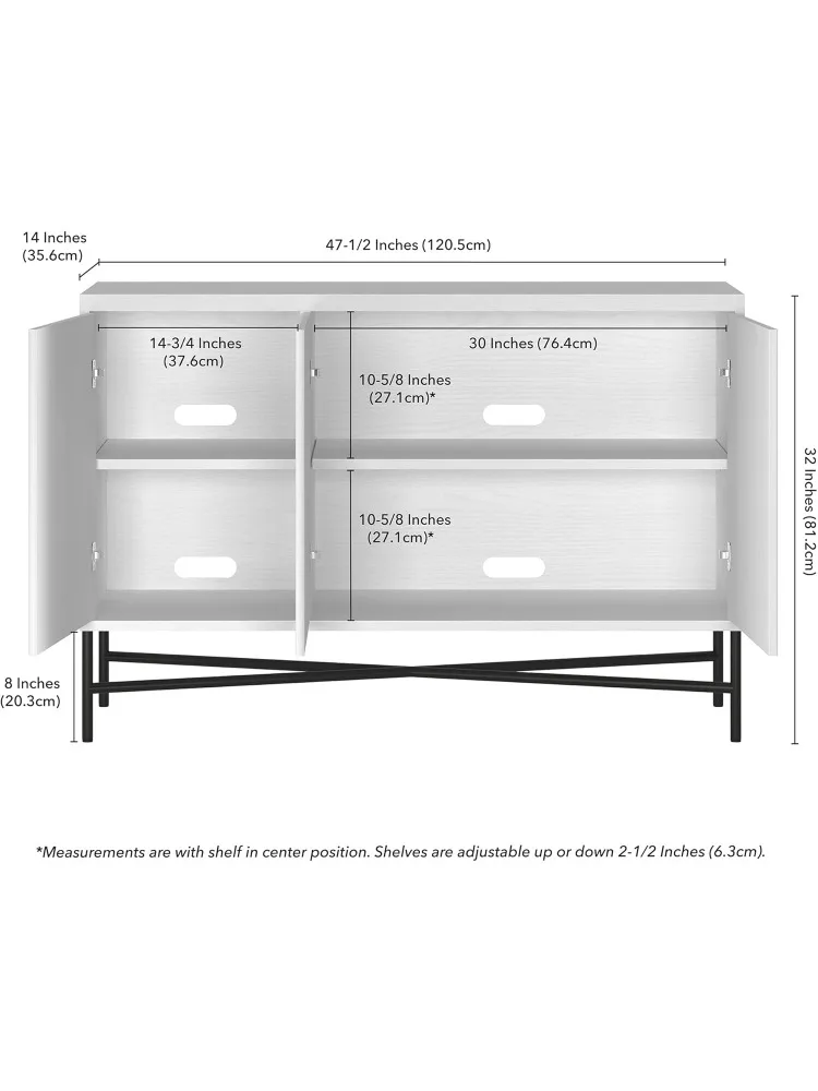 Tavolo buffet Brighton, larghezza 48", bianco