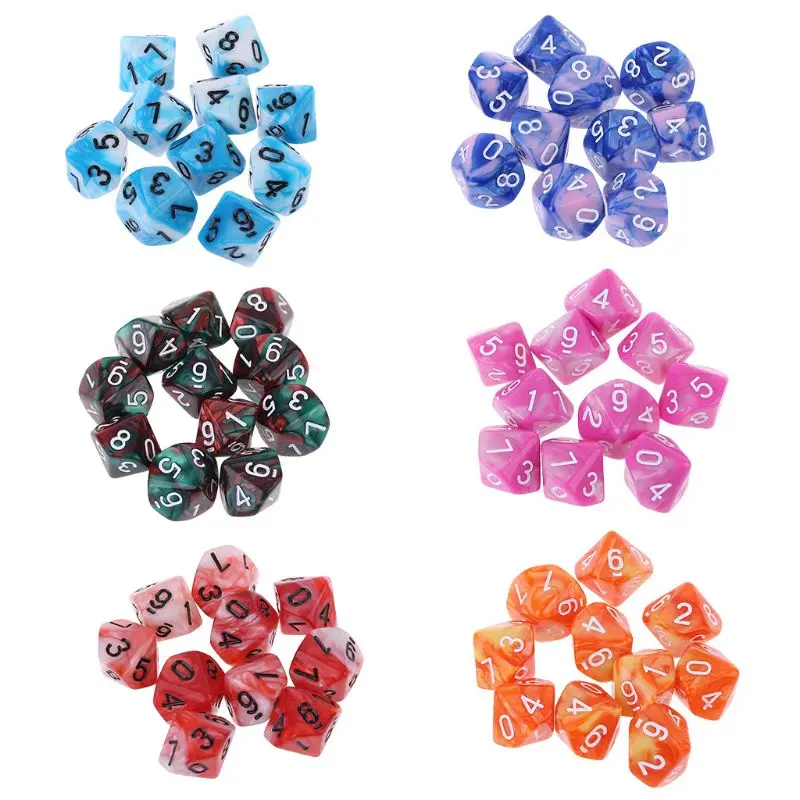 

10pcs/set 10 Sided D10 Polyhedral Dices Numbers Dials Desktop Table Board Game Accessories Dropship