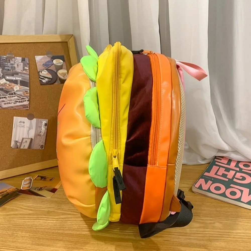 Trendy Large Capacity Cheeseburger Backpack Waterproof Lovely Style Hamburger Backpack Multi-layer School Bag Daily Use
