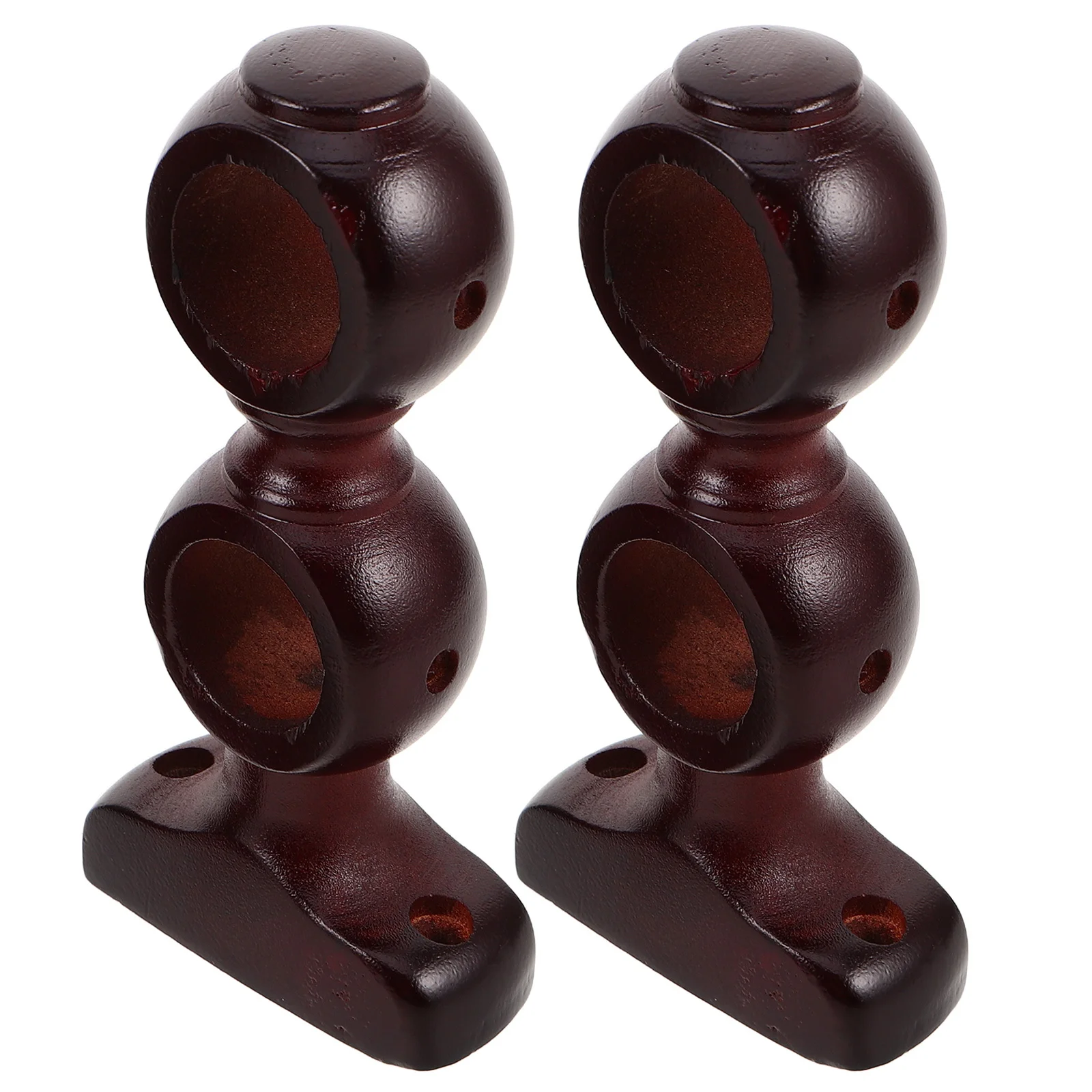 

2Pcs Wooden Double Curtain Rod Brackets Heavy Duty Wall Mounted Drapery Rod Supports for Bedroom Living Room Bathroom