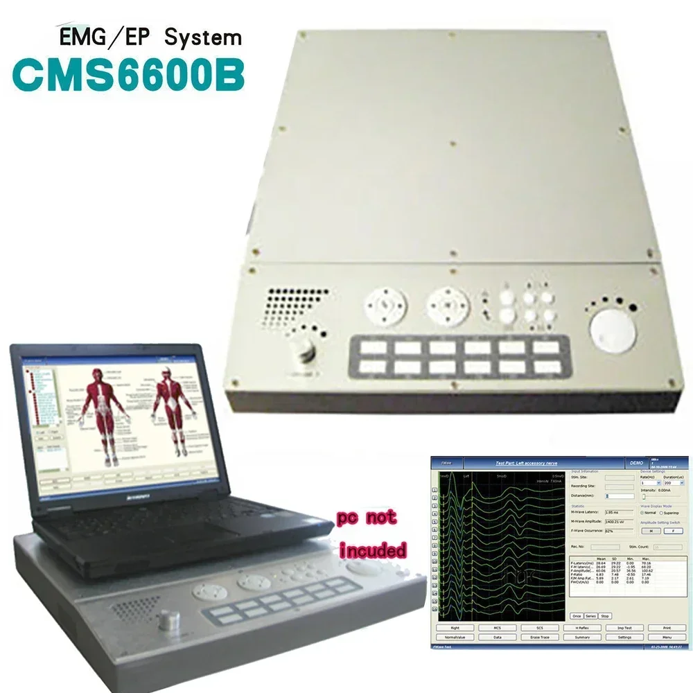 CMS6600B Portable EMG Machine Monitoring EP System PC Based 4-Channel Nerve Muscle Bioelectricity Evoked Electromyograph