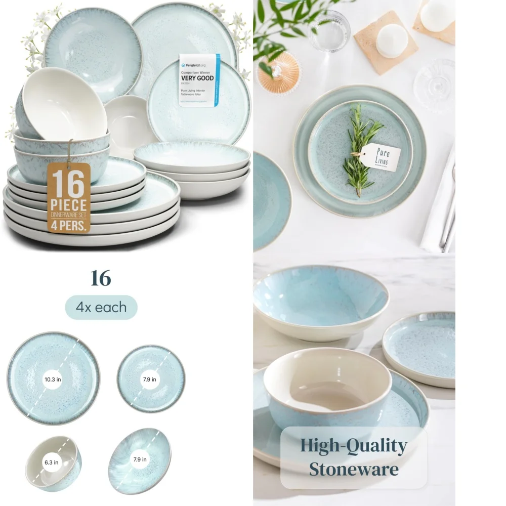 

Ceramic Tableware Set16 Piece Modern Stoneware Dinnerware Set for 4 Trendy Scratch Resistant Tableware Perfect for Everyday Use