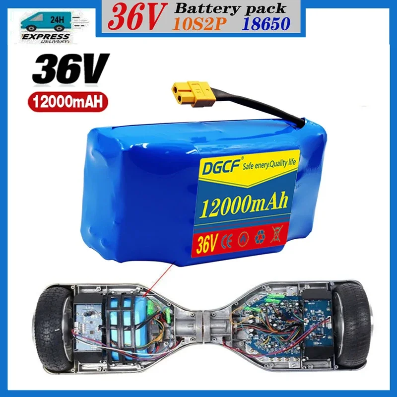 36V 12Ah Battery Hoverboard Rechargeable Li-ion Battery Pack Li-ion Cell for Electric Self Balance Scooter Hoverboard Unicycle