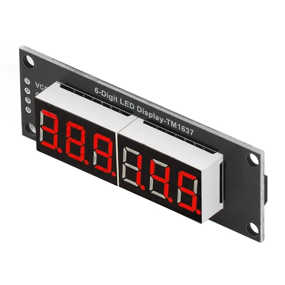 TM1637 Driver IC 6 Digit 7 Segment Display Module 0.36in 2 Pin IO LED Digital Tube with Pin Header 5V