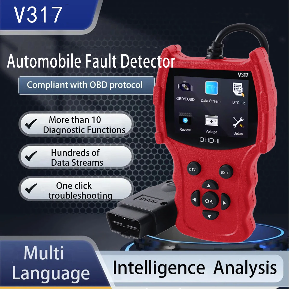V317 Professional obd2 Scanner Diagnostic Tool  OBD II Car Trouble Shooter Car Code Reader
