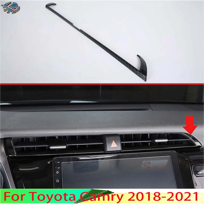For Toyota Camry 2018-2021 Carbon Fiber Style Car Middle Console Air Condition AC Vent Outlet Cover Trim Sticker Car Styling 1PC
