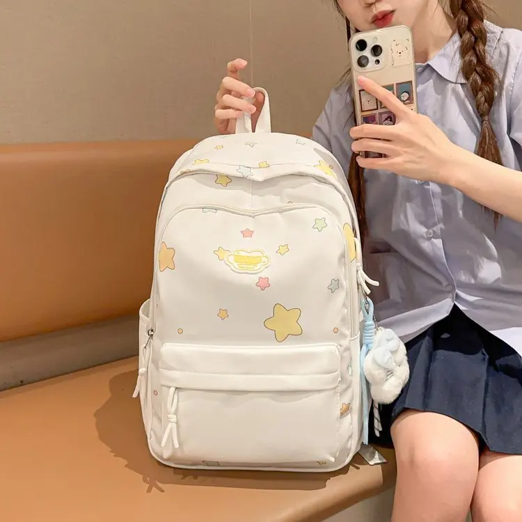 

Ins Backpack Cute College Student Junior High Large Capacity Sweet Girl Backpack Fresh Style Star Backpack