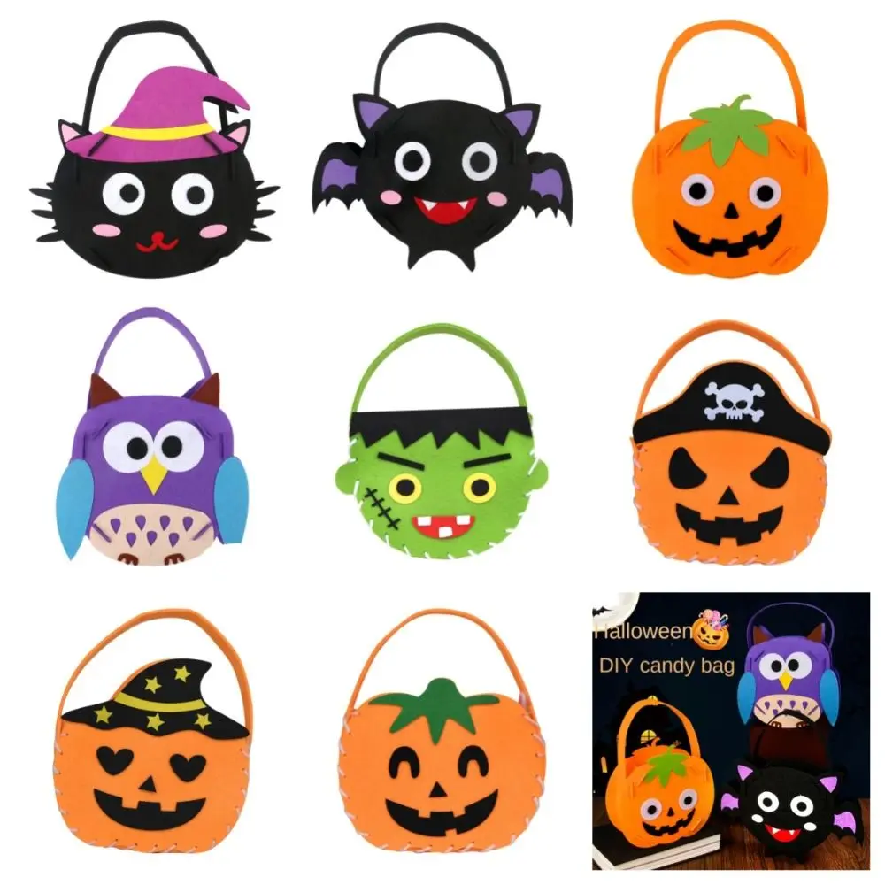 

Storage Bucket Halloween Candy Bag Trick Or Treat Halloween Decoration Halloween Bag DIY Material Ornament Gift Basket For Kids