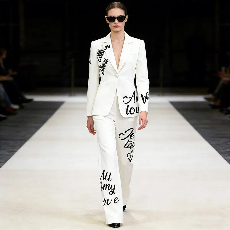 

Spring 2026 Early Fashion Letter Embroidery Sequin Suit Jacket Pants Set Two-Piece Set Celebrity Inspired Women's Wear