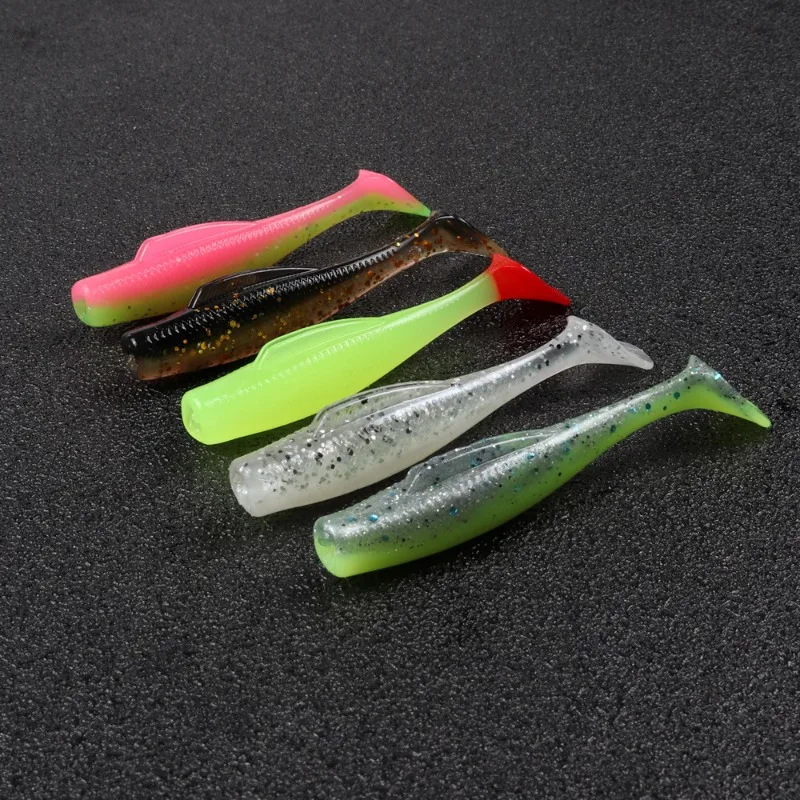 Soft Fish T-tail Soft Insect 6.5cm 2.3g 6pcs Road Sub Bait TPR Material Fake Bait Soft Bait Biomimetic