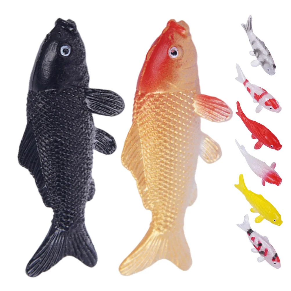 

8 Pcs Miniature Koi Statue Fish Ornament Dollhouse Carps Toy Garden Decor Fake Decoration Aquarium Centerpiece Tank Ornaments