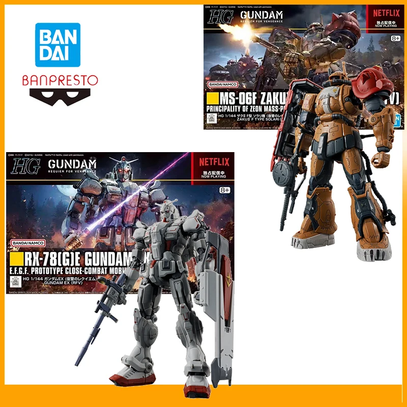 Original Bandai Banpresto Gundam Requiem para Vengeance Rx 78 G E Gundam Ex Zaku Ii F tipo Solari Anime modelo de figuras de acción de juguete