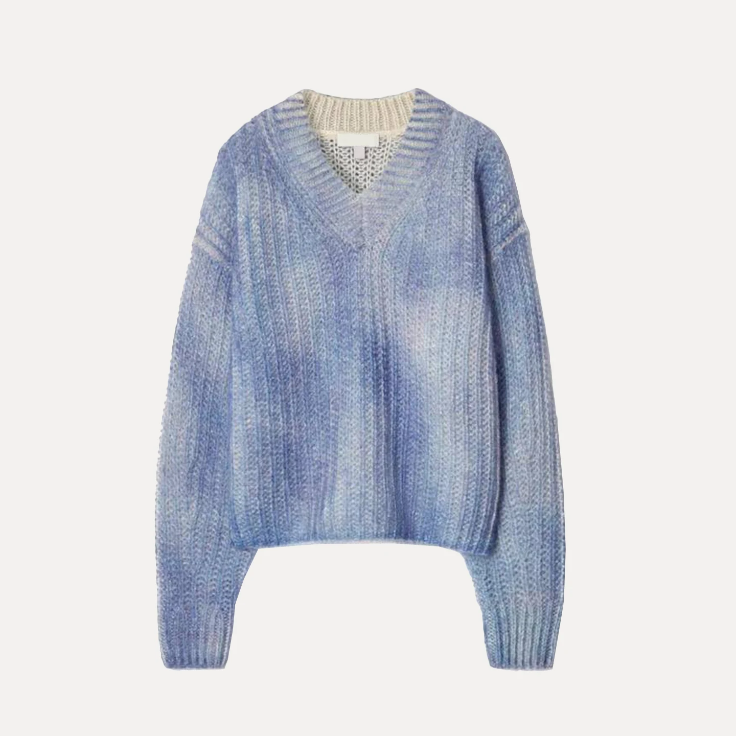 Suéter com Efeito Spray em Decote V Estilo F Nova Chegada da Marca Z Estilo Europeu Top Tricotado Moda Fena