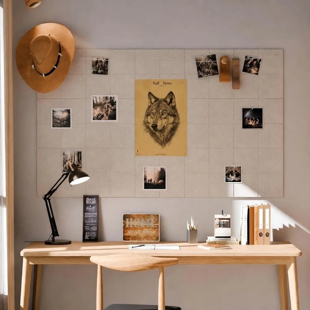 1 Pack Photo Display Felt Bulletin Board Sound Absorbing Noise Reducing Pin Board with Adhesive Bulletin Board Tile
