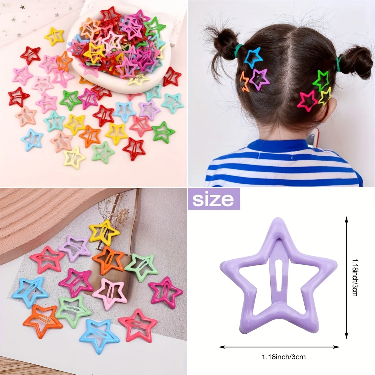 20/50pcs Cute Star Hair Clips - Adorable Headwear Hair Accessories for Baby Girls, Ideal choice for Gifts