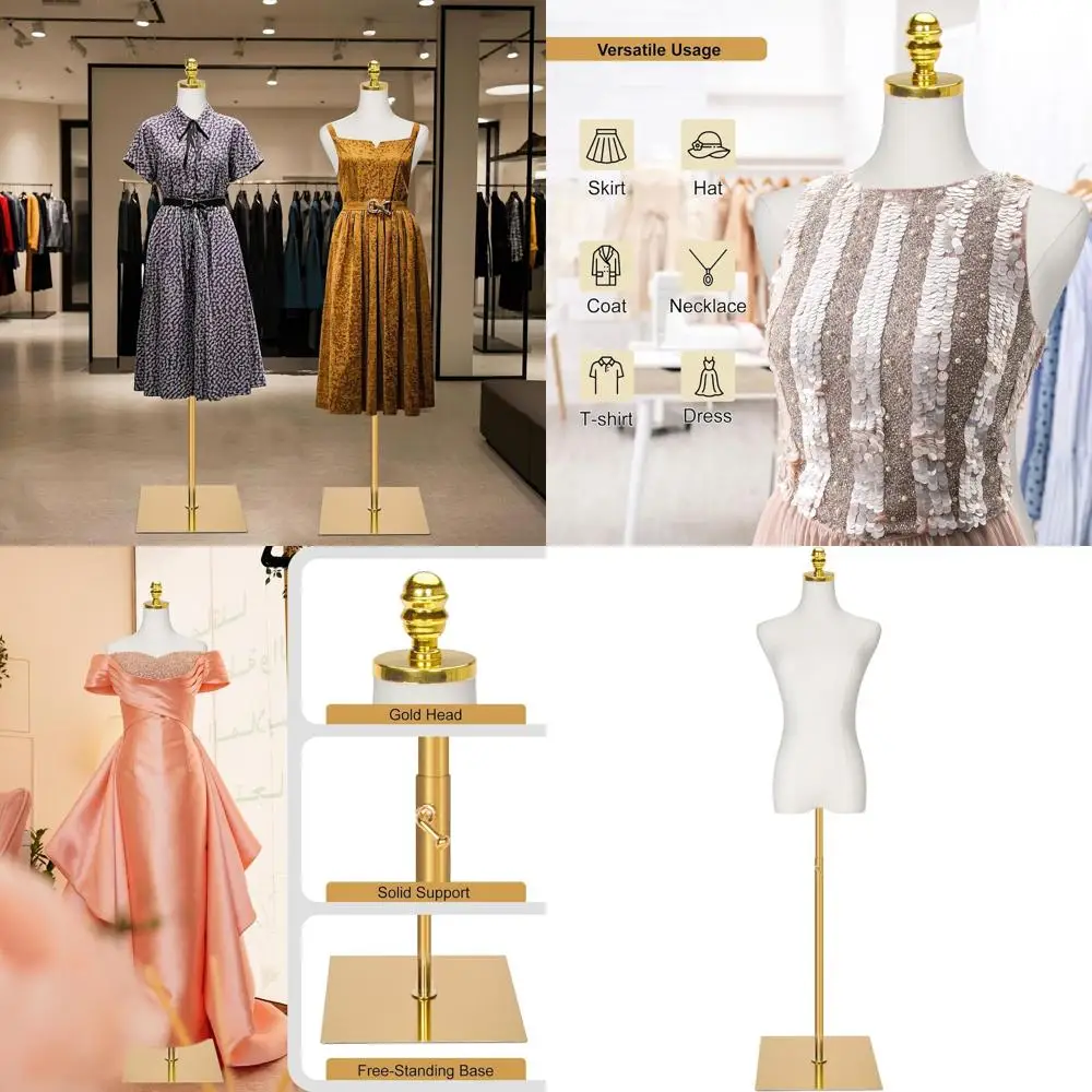 

Регулируемый по высоте женский манекен для одежды, золотистый, белый, металлическое основание, 40-73 дюйма