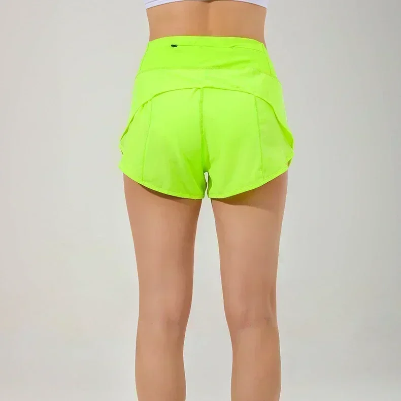 Lemon-Short de sport Speed Up avec doublure pour femme, fermeture éclair au dos, pockeks, course à pied, exercice, entraînement de gym, sport