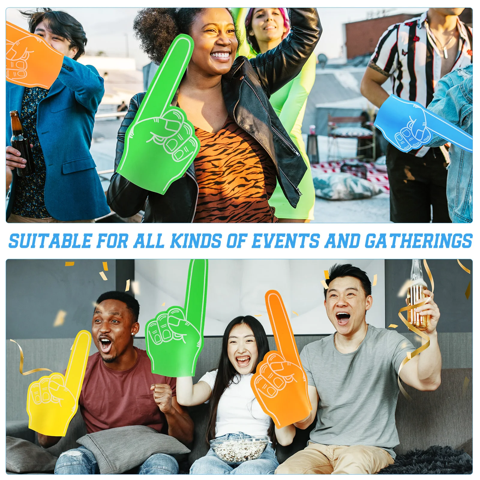 

10Pcs Colored Foam Fingers Giant Hand Props for Sports Games Fan Support Items Noisemakers Party Spirit Boosters