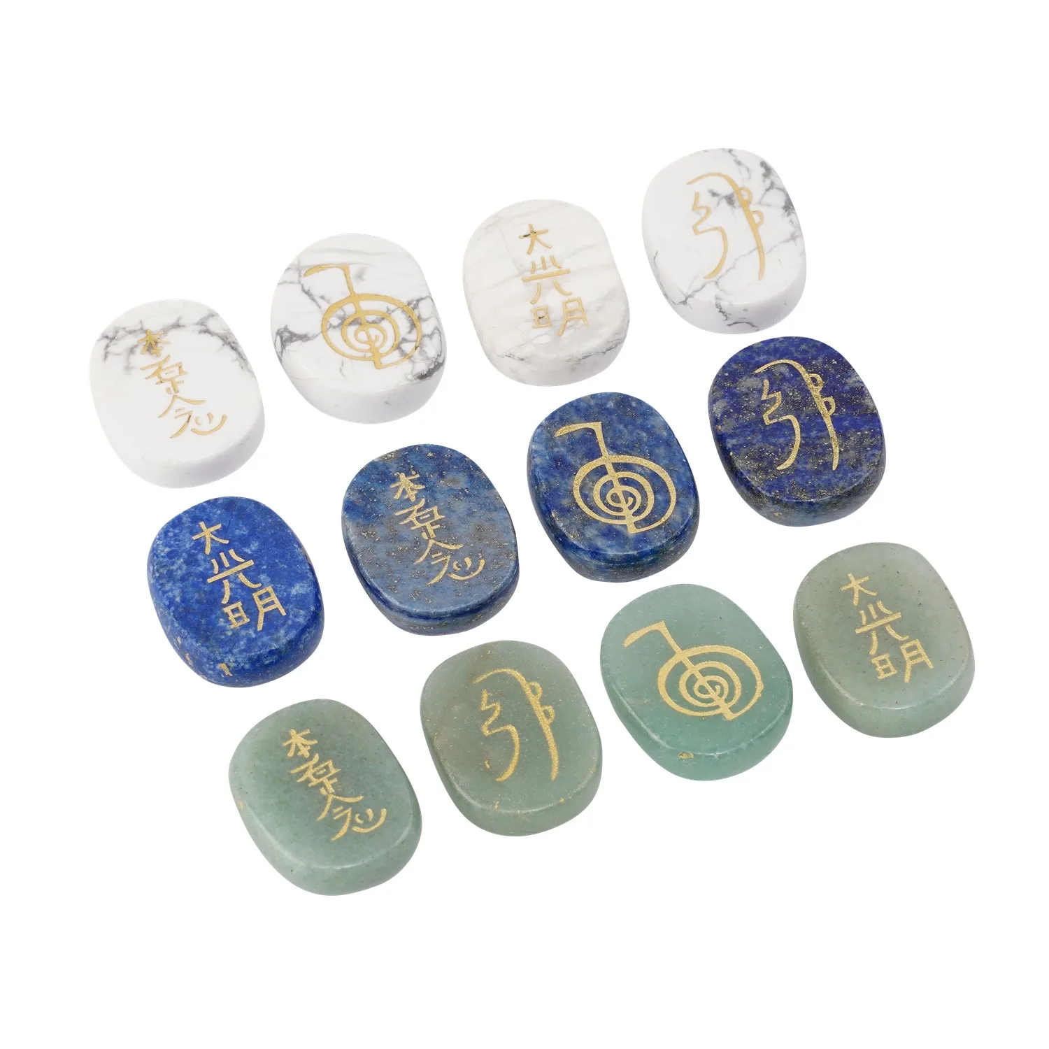 4 sztuk naturalne Chakra Rose Quartz lazuryt awenturyn grawerowane krysztaĆowe uzdrawianie Reiki Balance Usui symbole