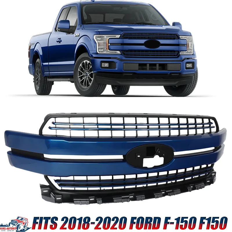 

Front Bumper Grille For 2018 2019 2020 Ford F-150 F150 Grille Assembly Radiator Grills Lariat Style Lightning Blue N6 SAIQINGSP