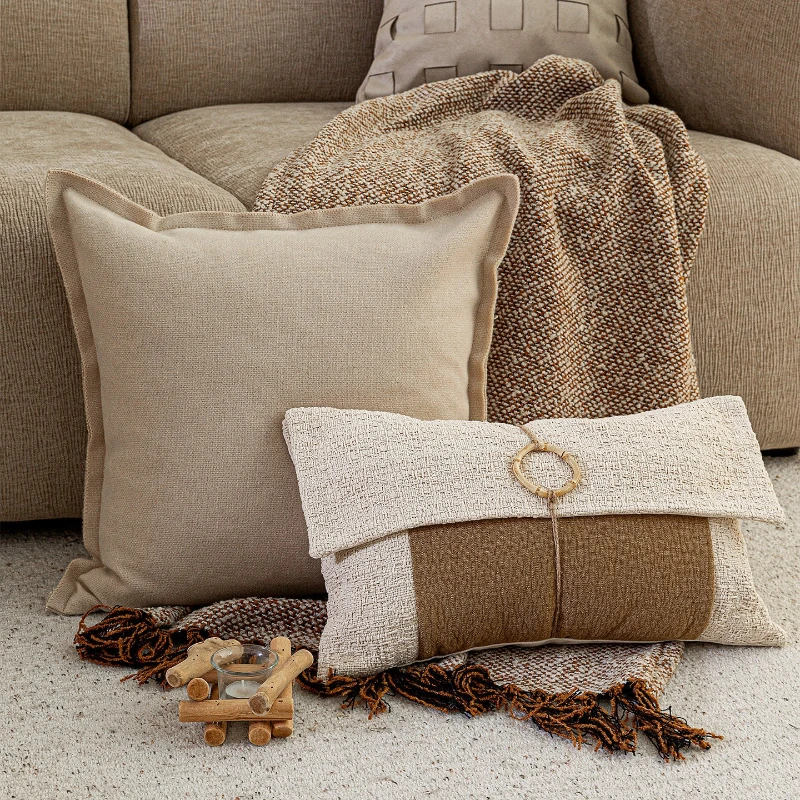 30x50/45X45/50X50CM Beige Throw Pillow Cover Patchwork Luxury Stamping Waist Cushion Cover Decor Home Decorative Pillowcase