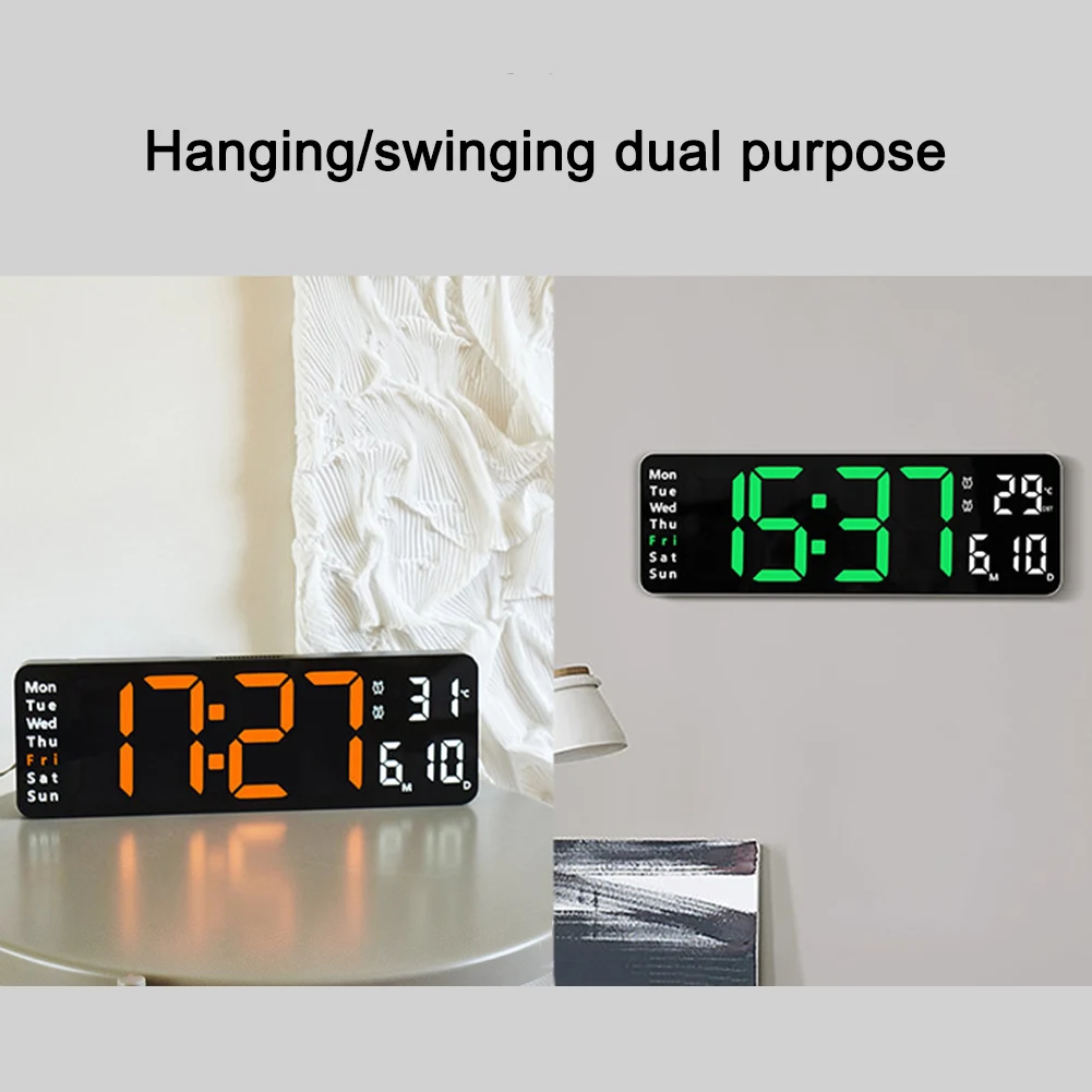 13in Digital Clock Automatic Brightness Dimmer Electronic LED Clocks 10 Speed Control with Remote Control Living Room Decoration