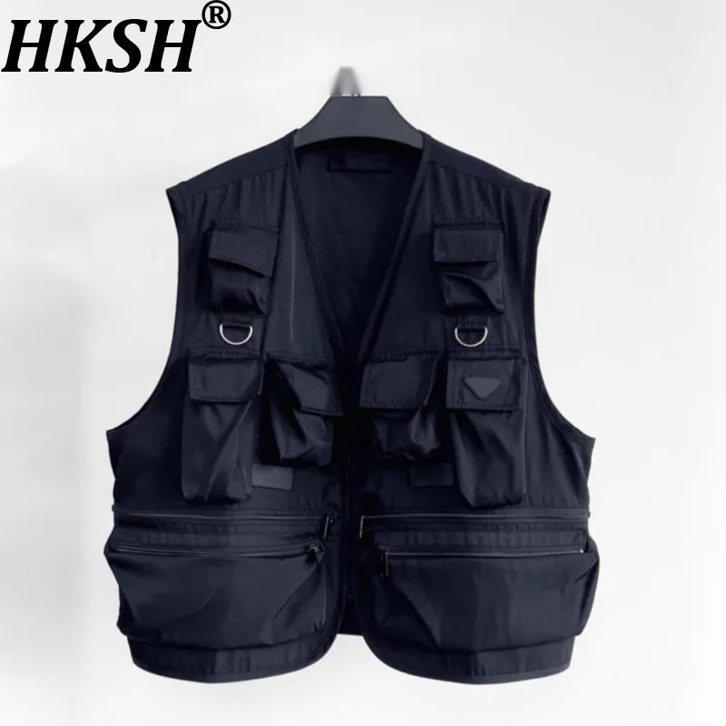 

HKSH Autumn New Men Punk Tactical Waistcoat American Safari Style Casual Personality Loose Vest Dark Chic Ins Tank Tops HK14885