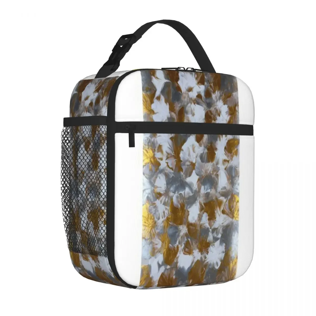 Hot Sale Silver And Gold Handmade Artwork Shoulder Style Lunch Carrier Fishing Trip Travel Lunch Bag