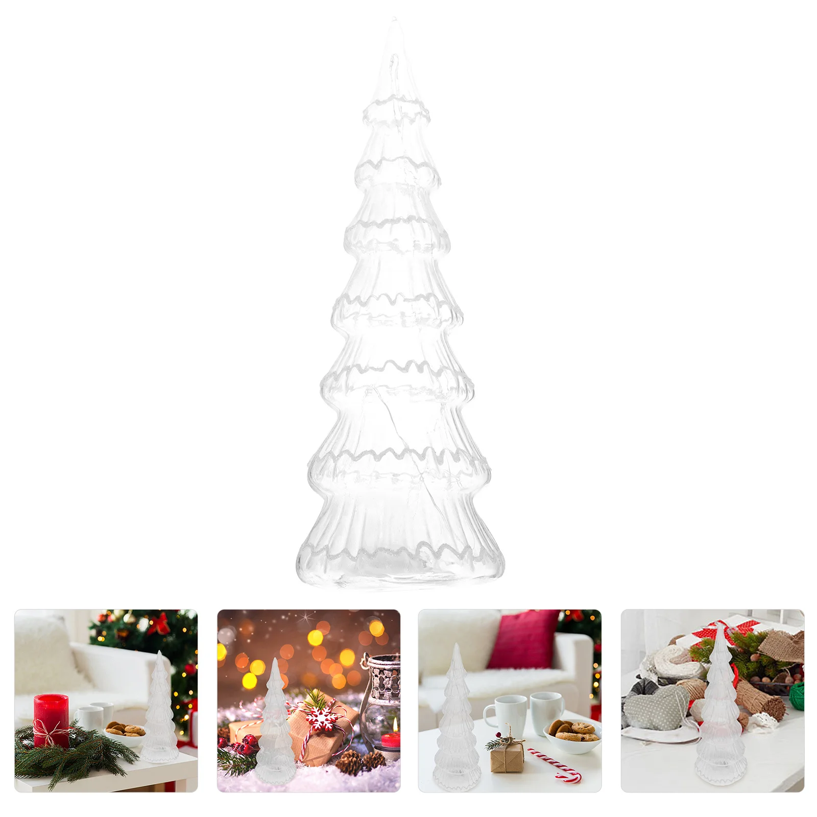 

Glass Christmas Tree Light Decorative Night Party Tabletop Display Xmas Shape nament Holiday Gift Idea