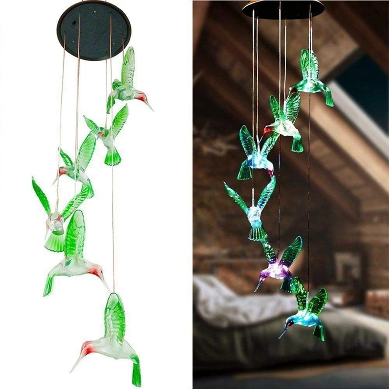 

Solar-Powered Hummingbird - Color-Changing Light - Outdoor Garden Decor