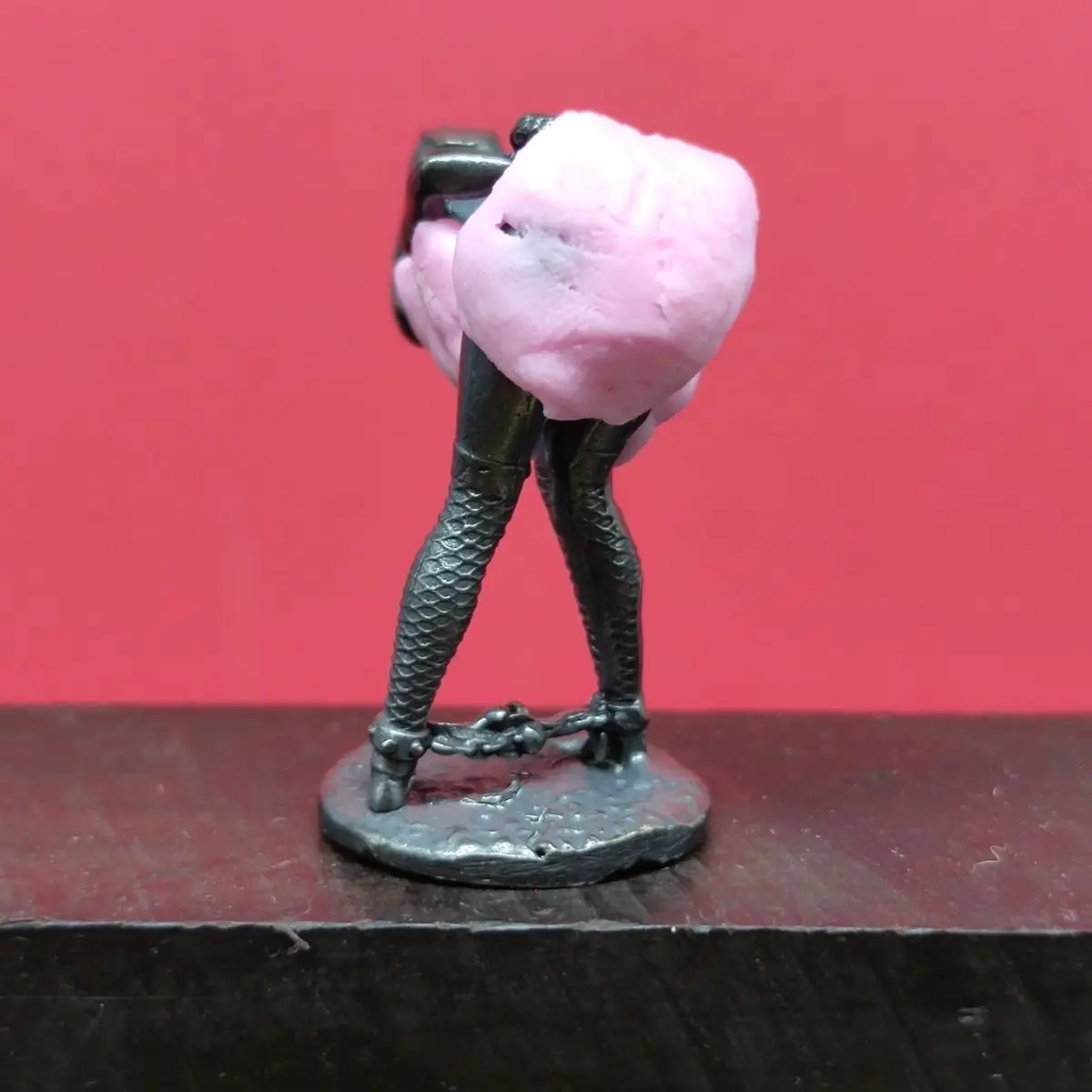 ​​Antique Brass Anime-Style Female Figurine - Bent Over Pose Gothic Fantasy Statue for Desktop Display, Vintage Collectible Ar