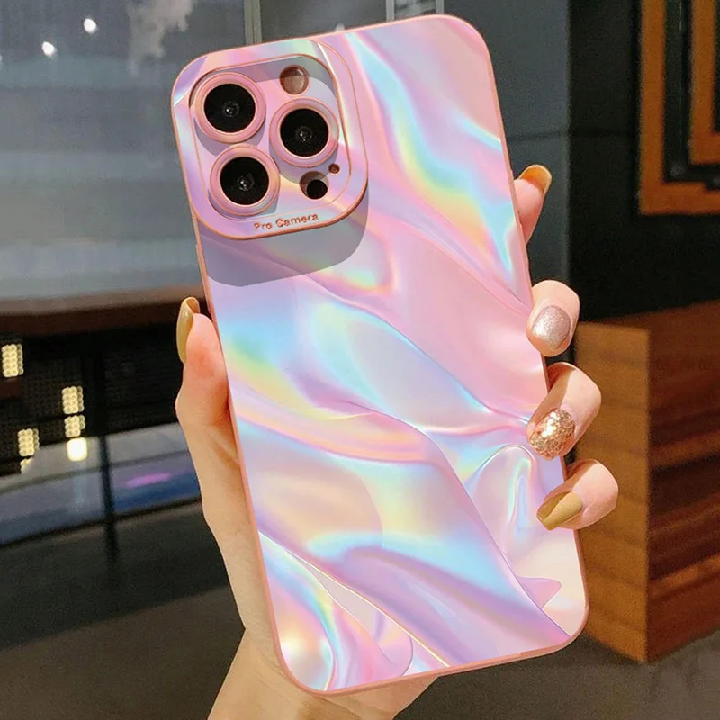 

For iPhone 16 Pro Case Aurora Gradient Shockproof Phone Case For iPhone 14 13 12 16 15 11 Pro Max XS X XR 7 8 Plus SE 2022 Cover
