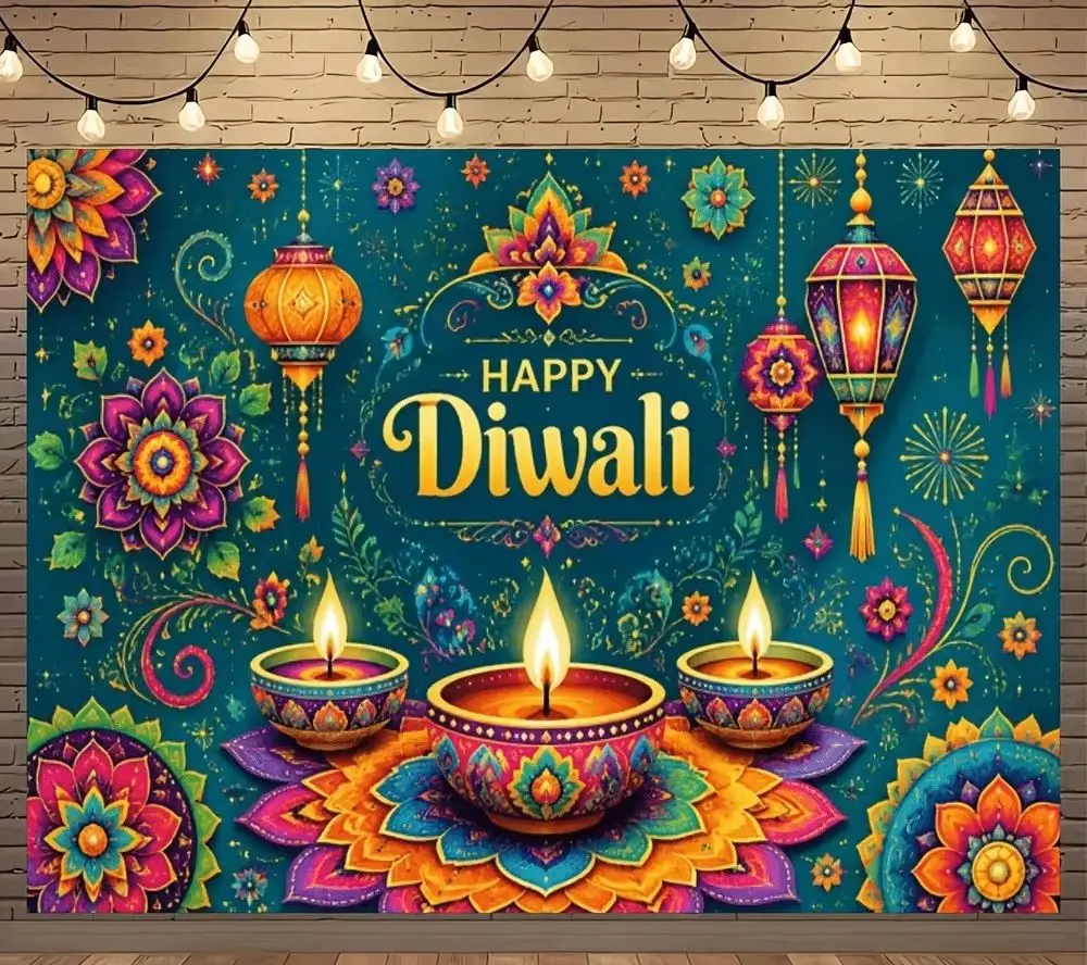 CIFBUY Vintage Diwali Aluminum Wall Art Metal Sign Waterproof Wear Resistant Tin Plaque for Home Living Room Bedroom Office Deco