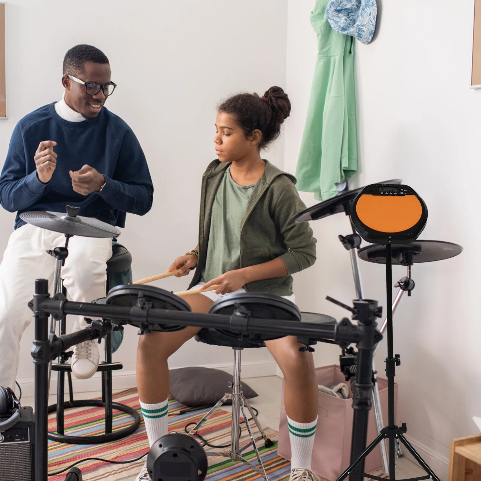 

1 set 1 Set Black Metal Dumb Drum Rack Adjustable Snare Drum Practice Stand Indoor Percussion Accessory Tripod Shelf Beginner