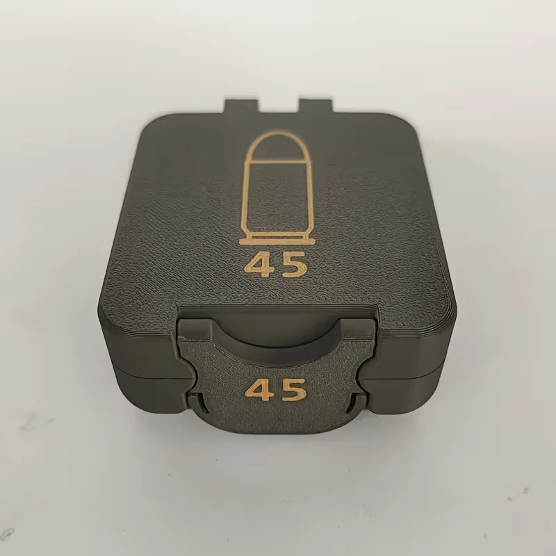 Mini 45 ACP Ammo Box, 25 Rounds Capacity, Snap-On Lid with Removable Liner, Compact Pistol Ammo Case