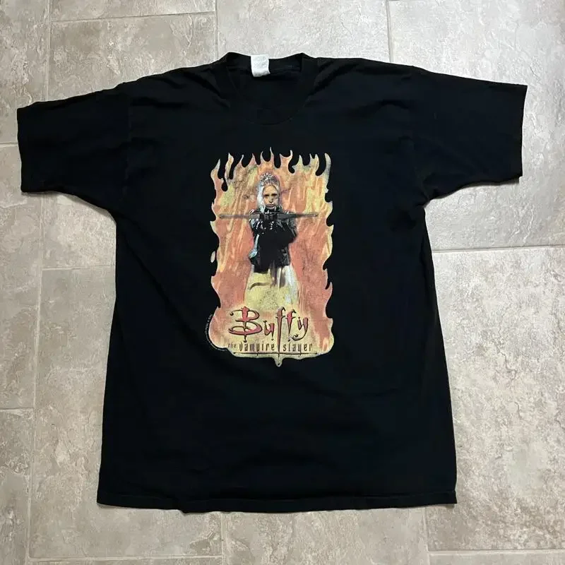 Vtg Buffy The Vampire Slayer Crossbow 1998 FOX Black T Shirt XL LONG Horror Tv WB