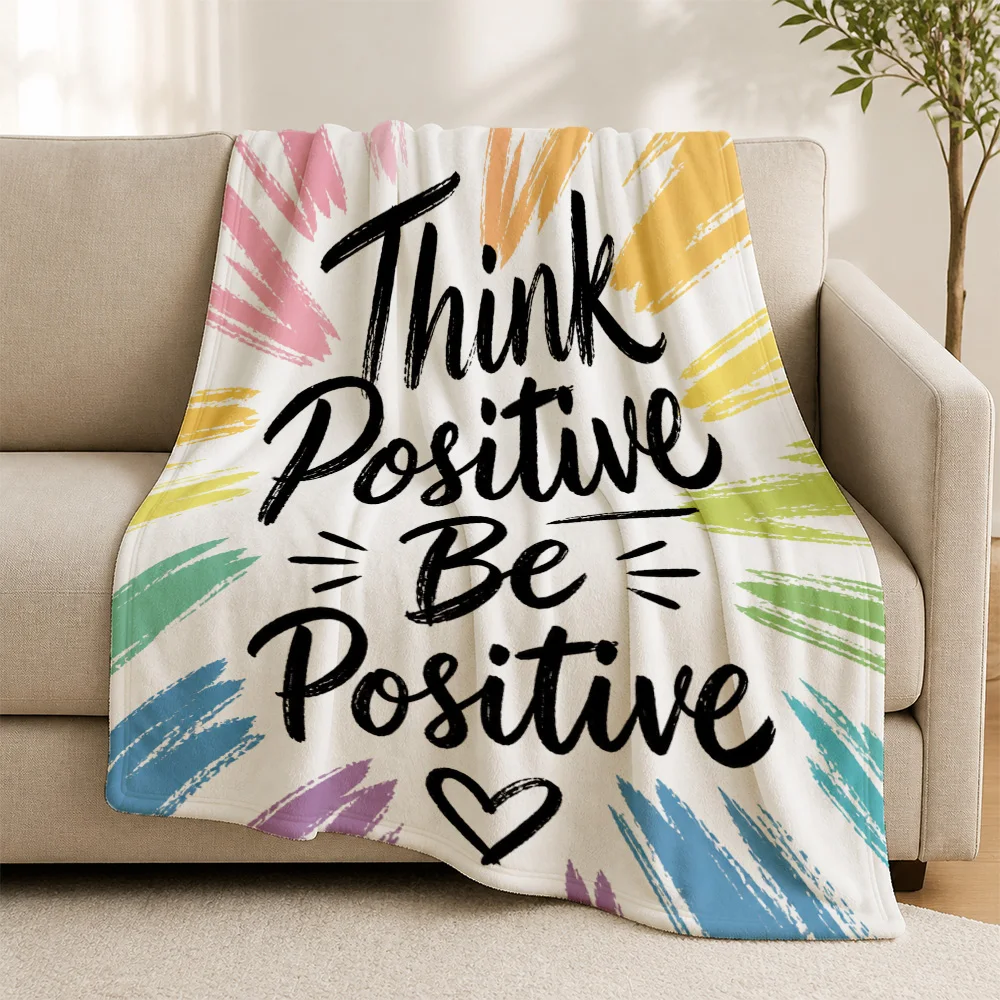 Cozy Positive Vibes Throw Blanket Lap Throw Boho Digital Art Motivational Couch Decor for Living Room Home Gift