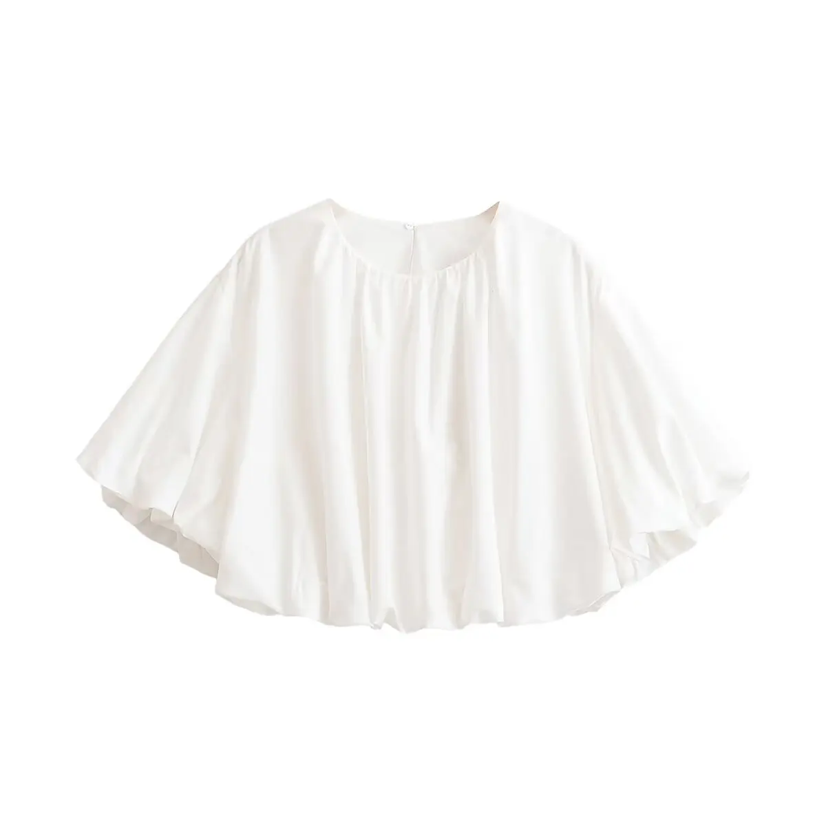 

WOMAN 2026 Summer New Casual Fashion Crewneck Short Sleeve Balloon-style Top Vintage All-match Blouses Mujer Chic Tops