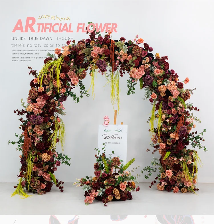 2,4M Tiefrot U-förmiger Künstlicher Blumenbogen Hochzeits-Hintergrund Bühnen- und Schaufensterdekoration für Outdoor-Events Blumendekoration Großhandel – Detail 5