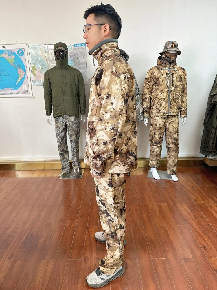 Pánská voděodolná, větruodolná, teplá lovecká bunda, střední vrstva, tichá třívrstvá kompozitní fleecová tkanina pro outdoorové vybavení - náhled 5