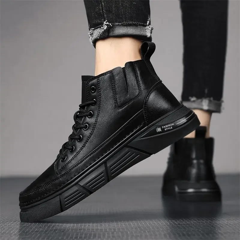 Leather Rubber Man Shoes Waterproof Lightweight Boots for Men Cheap Casual Offer High Quality Comfortable Size 44 Offers 45 Y2k