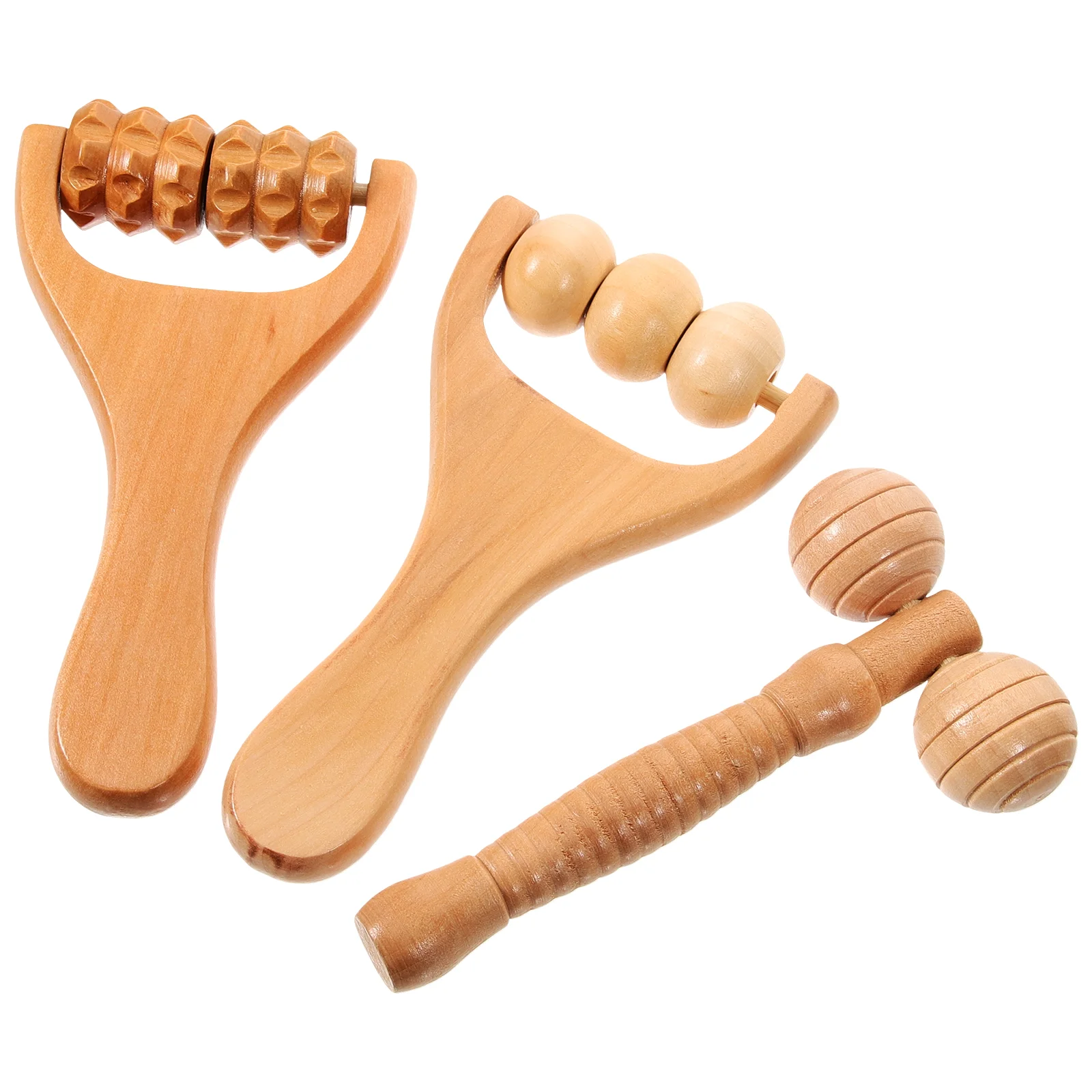 3 Pcs Foot Massage Hand Roller Shoulder Wood Massager Wooden Tools Body Sculpting Neck Feet