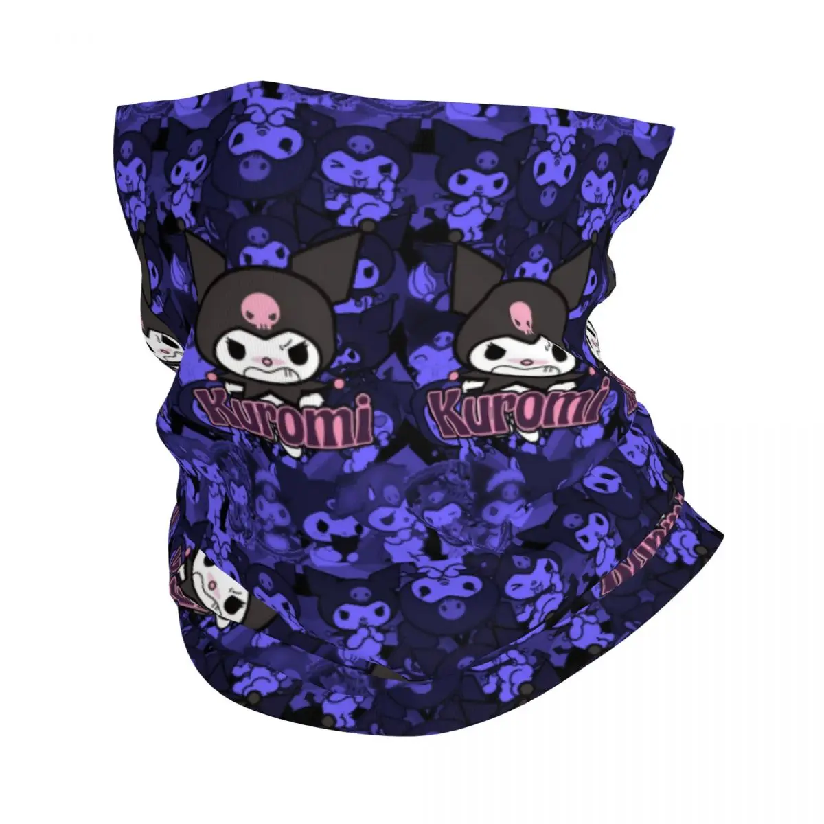 Custom Kuromi Bandana Winter Neck Warmer Men Windproof Wrap Face Scarf for Hiking Hot Animation Gaiter Headband